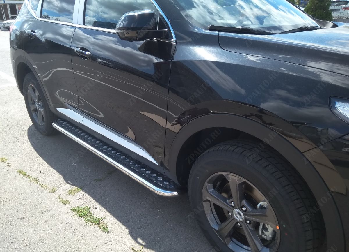 Пороги с накладным листом для автомобиля HAVAL F7 2022 Рестрайлинг арт. GWF7.22.41