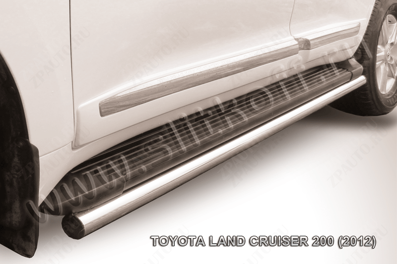 Защита штатного порога d57 Toyota Land Cruiser 200 (2012-2015) Black Edition, Slitkoff, арт. TLC2-12-016BE