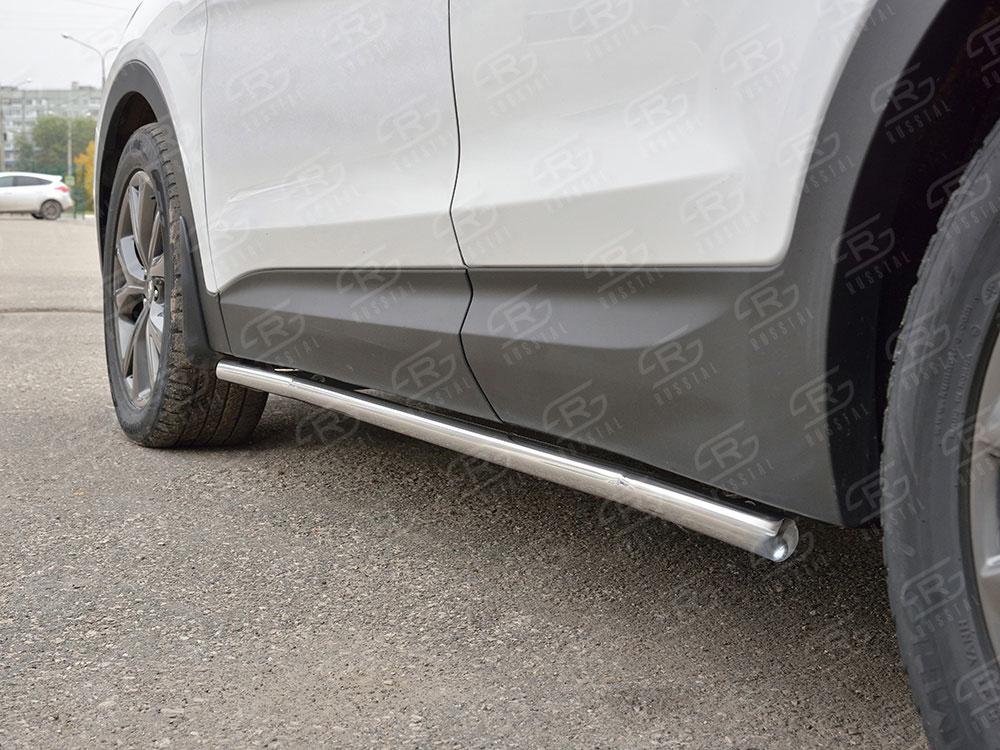 Пороги труба d42 вариант 3 для Hyundai Santa Fe 2015, Slitkoff HSFPT-002450