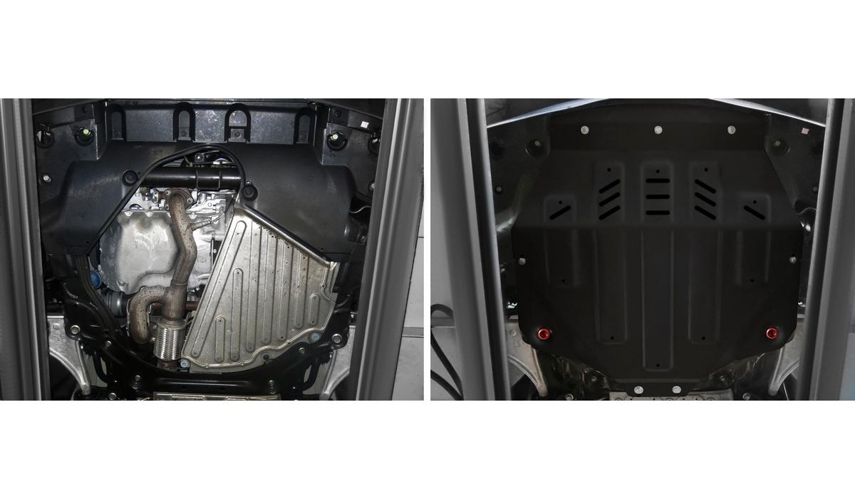 Защита картера и КПП АвтоБроня для Honda Pilot III (V - 3.0) 2016-2019 2018-н.в., штампованная, сталь 1.8 мм, с крепежом, 111.00101.1