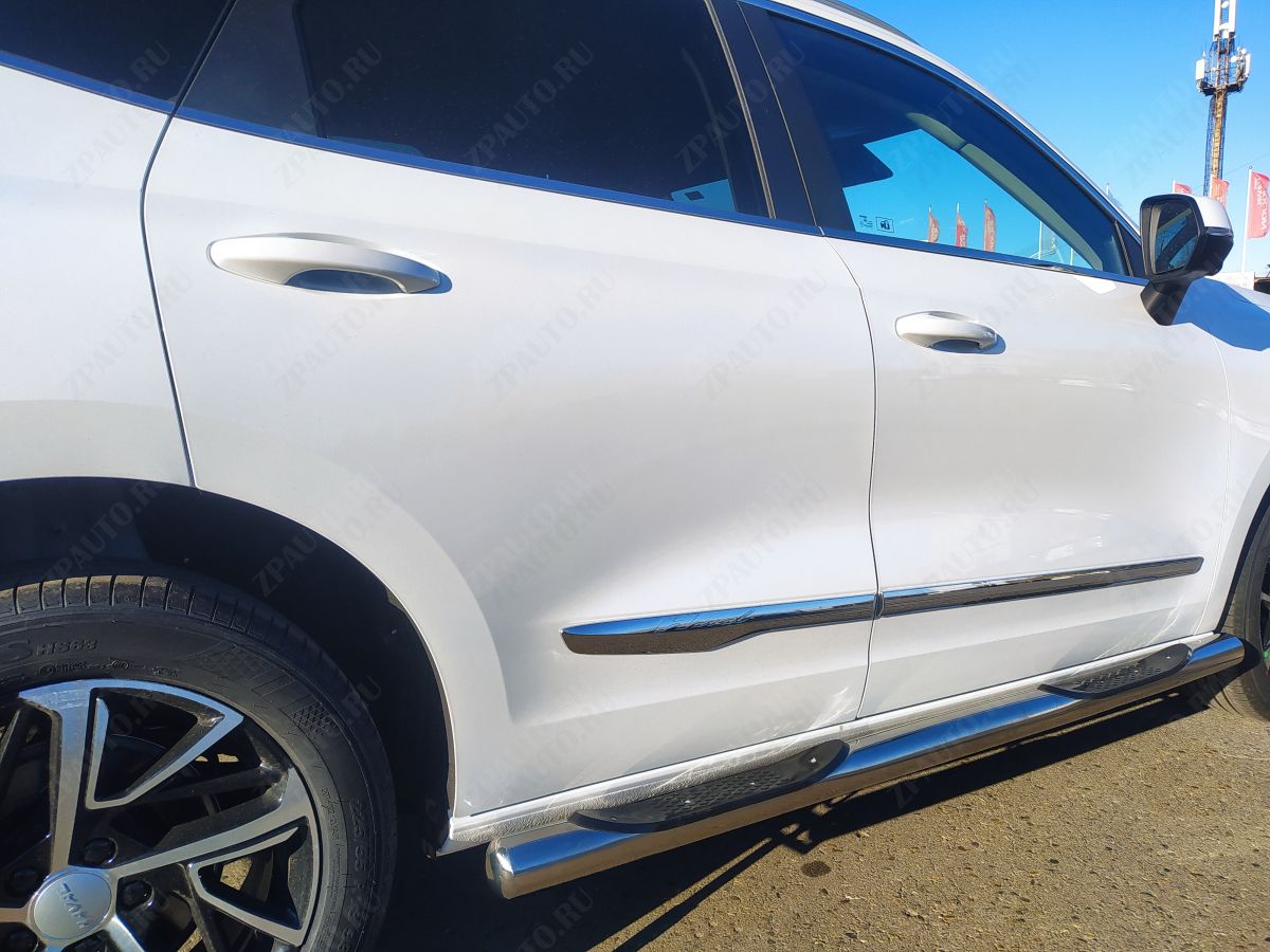 Пороги труба с проступью для автомобиля Haval Jolion 2024 арт. HVJ.24.93