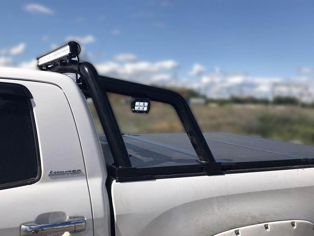 Дуга в кузов d-76, сталь, окрашенная порошковой краской, цвет-черный (для Toyota Tundra CrewMax) возможна установка с жесткой 3-х секционной крышкой кузова для автомобиля Toyota Tundra 2007-2013г.в., Технотек, арт. TTU_4.4.2