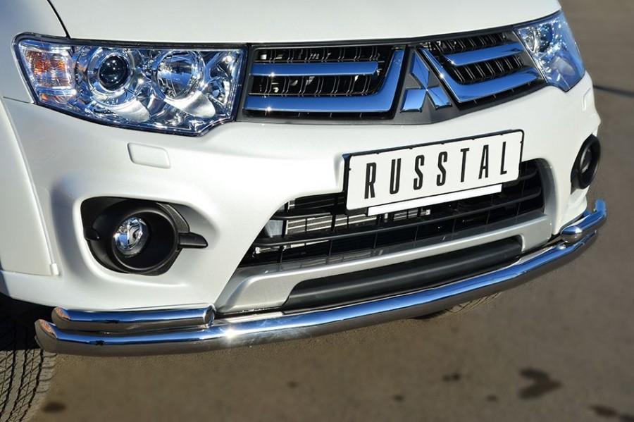 Защита переднего бампера d57/42 с уголками для Mitsubishi Pajero Sport 2013, Slitkoff MPSZ-001576