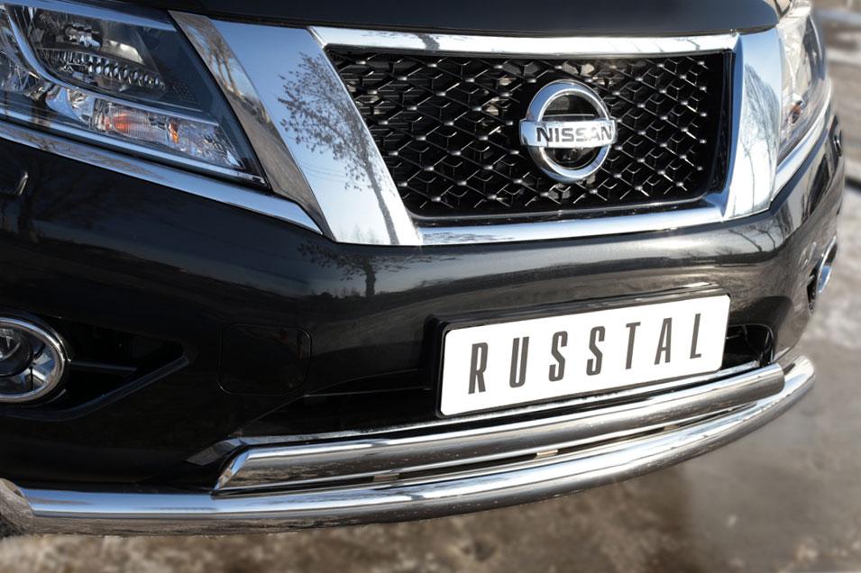 Защита переднего бампера d76/75х42 для Nissan Pathfinder 2014, Slitkoff NPZ-002019