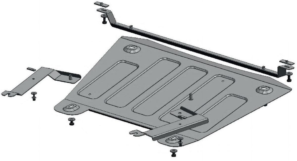 Защита картера и КПП АвтоБроня для Luxgen 7 SUV (V - 2.2) 2013-2015, штампованная, сталь 1.8 мм, с крепежом, 111.08801.1