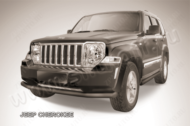 Защита переднего бампера d76 черная Jeep Cherokee KK (2007-2012) , Slitkoff, арт. JCH12-002B
