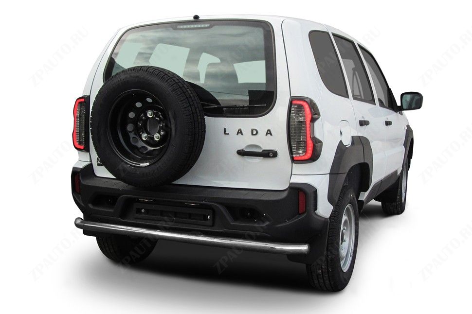 Защита заднего бампера d57 длинная Lada Niva Travel (2020-2023) Black Edition, Slitkoff, арт. NivTR012BE