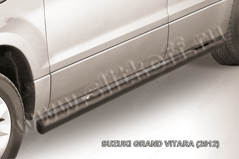 Защита порогов d57 труба черная Suzuki Grand Vitara (2012-2015) , Slitkoff, арт. SGV12006B