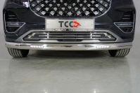Защита передняя нижняя (овальная с ДХО) 75х42 мм для автомобиля Chery Tiggo 8 pro 2021 TCC Тюнинг арт. CHERTIG8P21-31