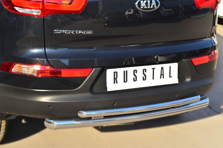 Защита заднего бампера d57/42 дуги для KIA Sportage 2010-2015, Slitkoff KSGZ-001679