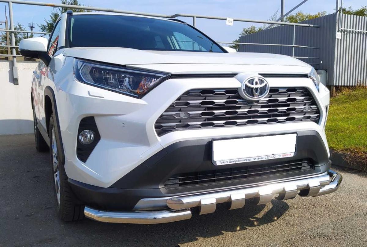 Защита переднего бампера (G) с двумя подгибами для автомобиля TOYOTA RAV4 2019 арт. TRAV.19.05-1