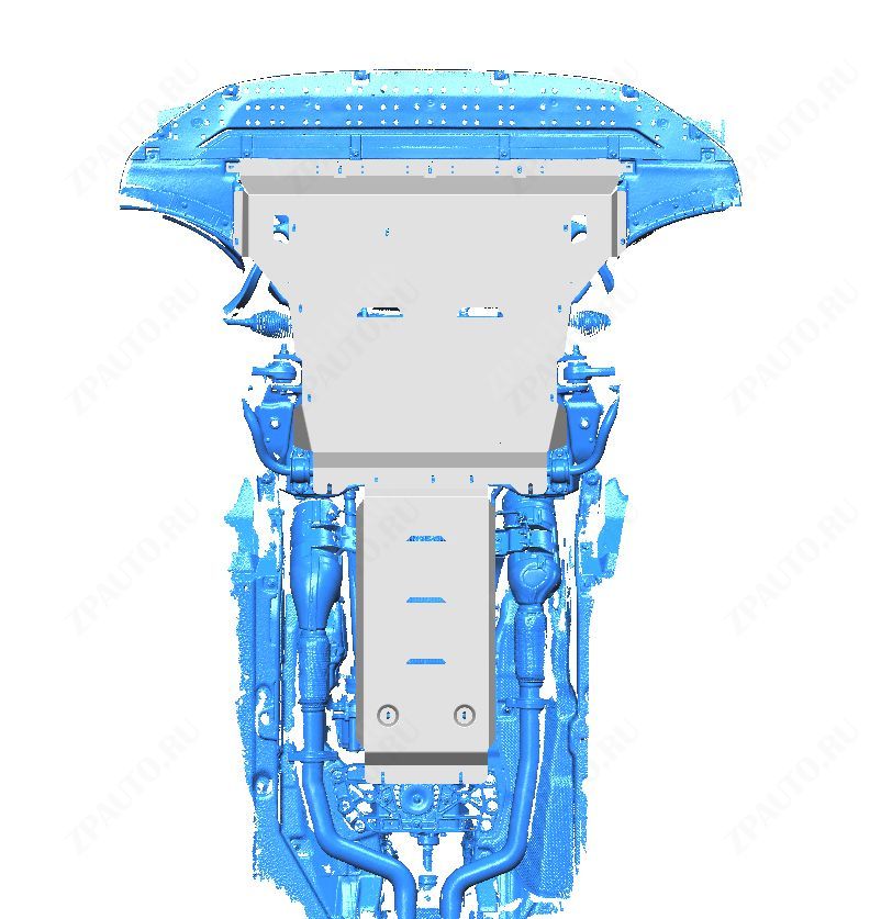 56.06ABC Защита картера двигателя и КПП HONGQI H9 (2020-) из 2-х частей (Алюминий 4 мм)