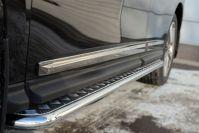 Пороги труба d42 с листом для Nissan Pathfinder 2014, Slitkoff NPL-002023