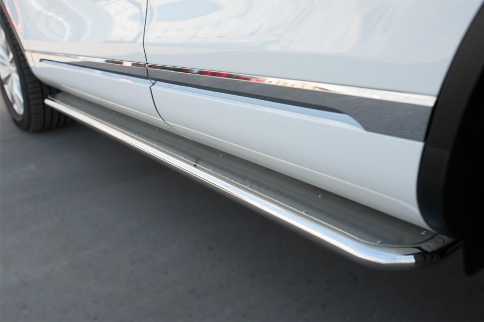 Пороги труба d42 с листом вариант 3 для Volkswagen Touareg 2014, Slitkoff VWTL-0021313