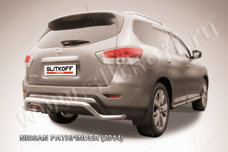 Защита заднего бампера d57 волна Nissan Pathfinder (2012-2017) Black Edition, Slitkoff, арт. NIP14-012BE