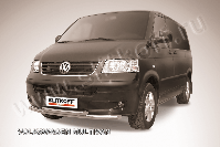 Защита переднего бампера d57+d57 двойная Volkswagen Multivan (2003-2015) Black Edition, Slitkoff, арт. VWM003BE