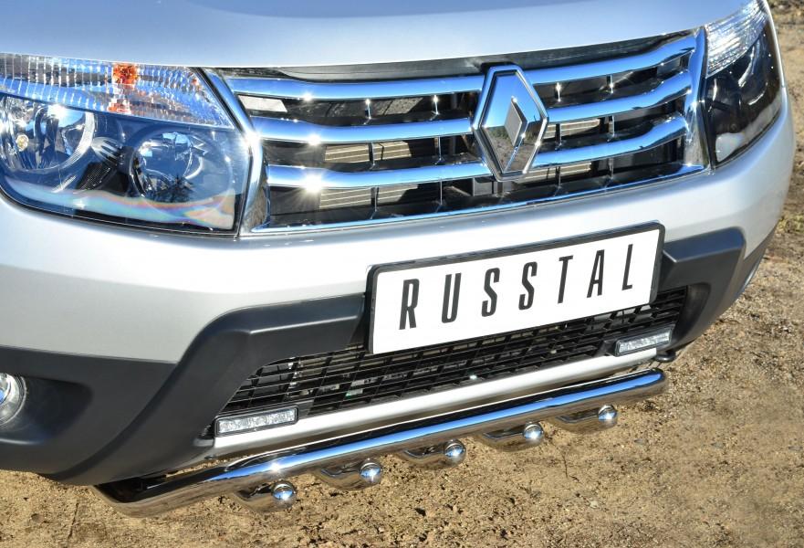 Защита переднего бампера d42 волна с зубами для Renault Duster 4x4, Руссталь RD4Z-001541