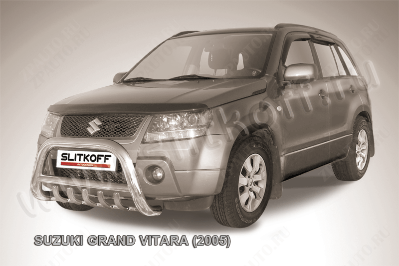 Кенгурятник d76 низкий с защитой картера Suzuki Grand Vitara (2005-2008) Black Edition, Slitkoff, арт. SGV05001BE