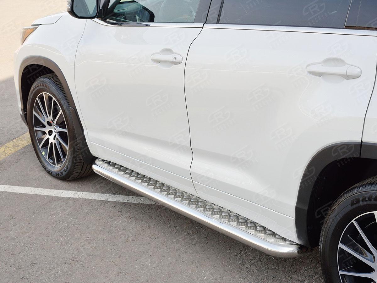 Пороги труба d57 с листом вариант 2 на Toyota Highlander 2016, Slitkoff THRL-0026222