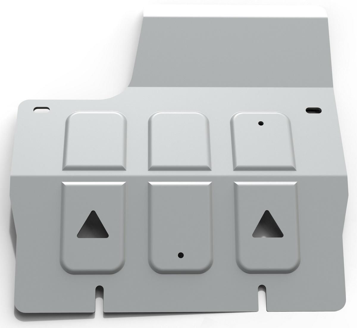 Защита КПП Rival для Land Rover Defender 90/110 рестайлинг 2007-2016, штампованная, алюминий 6 мм, с крепежом, 2333.3111.1.6