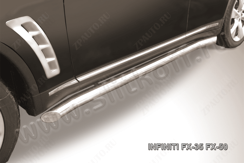 Защита порогов d76 с гибами Infiniti FX-35 FX-50 (2008-2012) Black Edition, Slitkoff, арт. IN.FX006BE