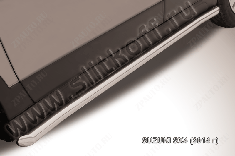 Защита порогов d57 с гибами Suzuki SX-4 (2013-2016) Black Edition, Slitkoff, арт. SSX4-14-004BE