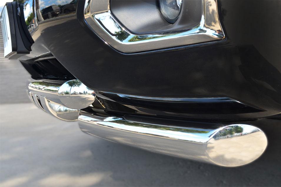 Защита переднего бампера d76/d76х2 с клыками для Nissan Patrol 2014, Slitkoff, PATZ-001728