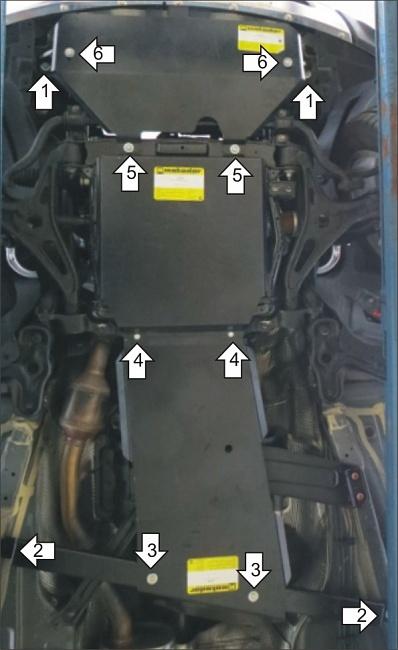 Защита двигателя, радиатора, кпп, пер. дифф., рк стальная Motodor для Haval H8 2015- (3 мм, сталь), 13109