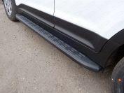 Пороги алюминиевые с пластиковой накладкой (карбон черные) 1720 мм для автомобиля Hyundai Creta 2016- TCC Тюнинг арт. HYUNCRE16-06BL
