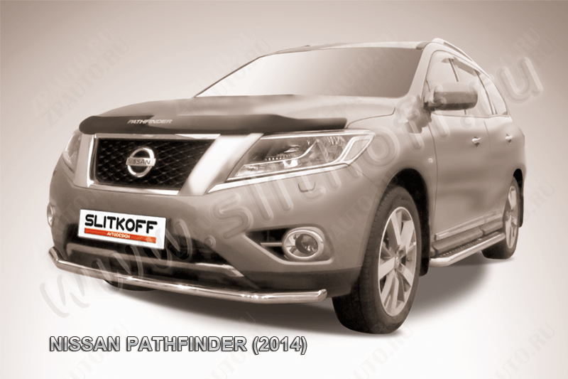 Защита переднего бампера d57 Nissan Pathfinder (2012-2017) , Slitkoff, арт. NIP14-006