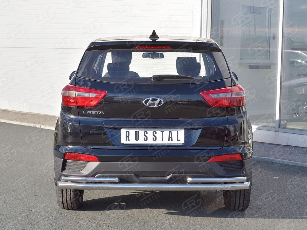 Защита заднего бампера d57/42 уголки для Hyundai Creta 2016, Slitkoff HCRZ-002432