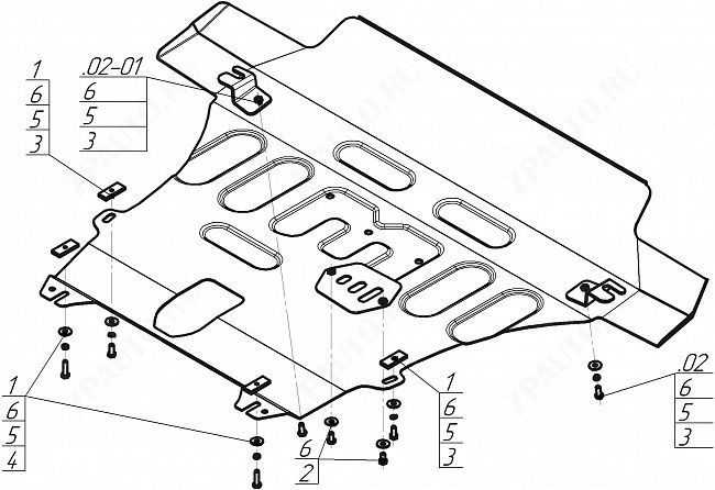 Защита стальная Мотодор (Двигатель, Коробка переключения передач, Передний Бампер), 2 мм, сталь для Renault Duster 2021- арт. 71702