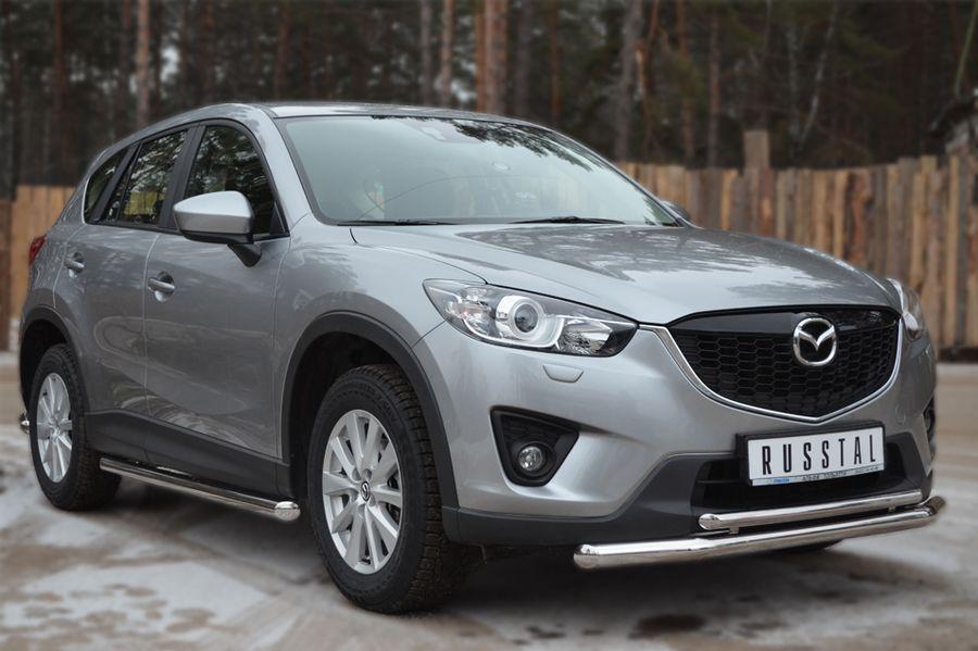Защита переднего бампера d57/d42 для Mazda CX-5 2011, Slitkoff M5Z-001135