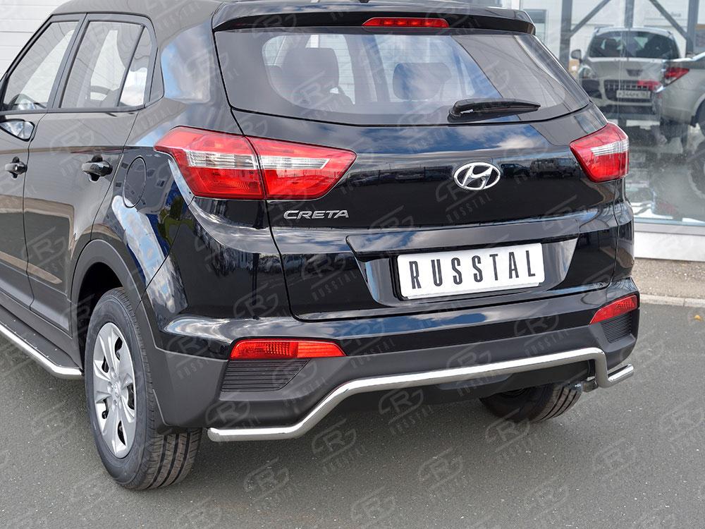 Защита заднего бампера d42 волна для Hyundai Creta 2016, Slitkoff HCRZ-002428