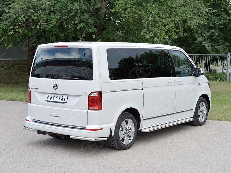 Защита заднего бампера уголки d42 Volkswagen Transporter T6 2015 Caravelle/Multivan, Slitkoff VTCZ-002340