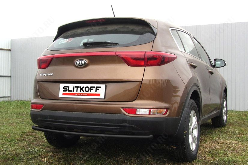 Защита заднего бампера d42 черная Kia Sportage (2016-2021) , Slitkoff, арт. KSP16-009B