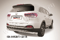 Защита заднего бампера d57+d42 двойная длинная Kia Sorento (2014-2017) , Slitkoff, арт. KS15-010