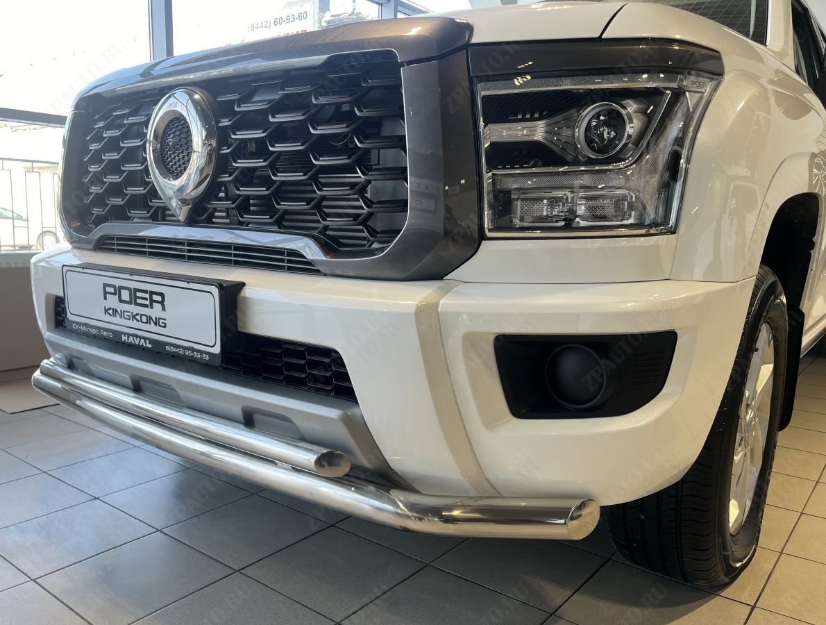 Защита переднего бампера двойная для автомобиля Great Wall Poer KingKong 2023 арт. GWPKK.23.03