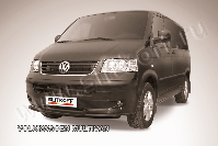Защита переднего бампера d57+d57 двойная черная Volkswagen Multivan (2003-2015) , Slitkoff, арт. VWM003B