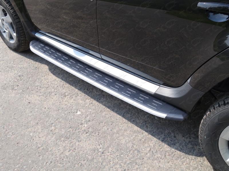 Пороги алюминиевые с пластиковой накладкой 1720 мм для автомобиля Renault Duster 2015-, TCC Тюнинг RENDUST15-14AL