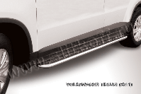 Защита порогов d57 с листом Volkswagen Tiguan (2011-2016) Black Edition, Slitkoff, арт. VWTIG-007BE