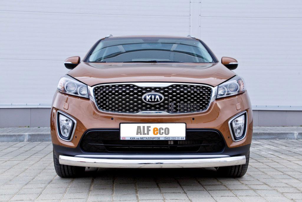 Защита передняя (ОВАЛ) D 75х42 для Kia Sorento(Киа Соренто), ALFeco арт. KIASORPRIM-15.01