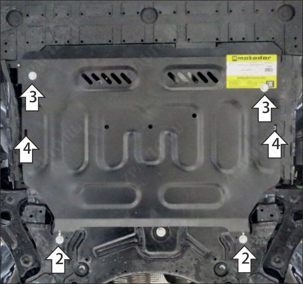Защита стальная Мотодор (Двигатель, Коробка переключения передач), 2 мм,  для Geely Emgrand  2022- арт. 74204