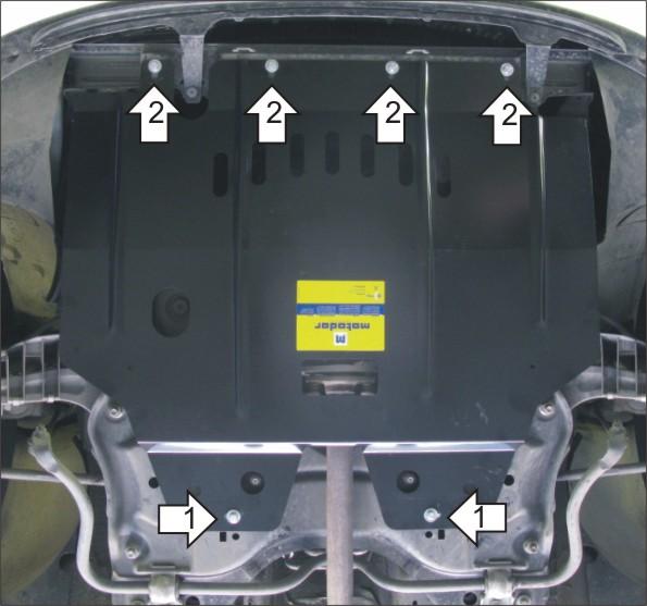 Защита стальная Мотодор (Двигатель, Коробка переключения передач), 2 мм, Сталь для Peugeot 206 Седан 2007-2012 арт. 01613