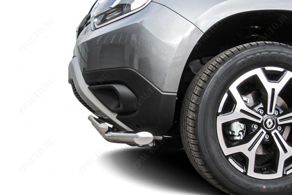 Защита переднего d57+d42 бампера двойная Renault Duster (2020-2023) , Slitkoff, арт. RD21002