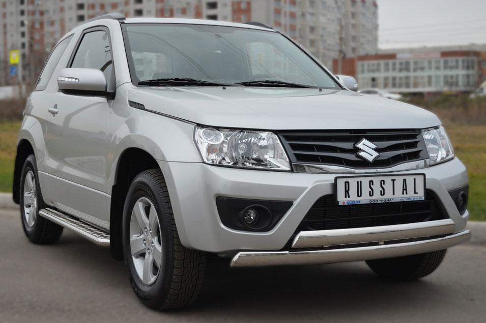 Защита переднего бампера d75x42 овал для Suzuki Grand Vitara 3d 2012, Slitkoff SV3Z-001106