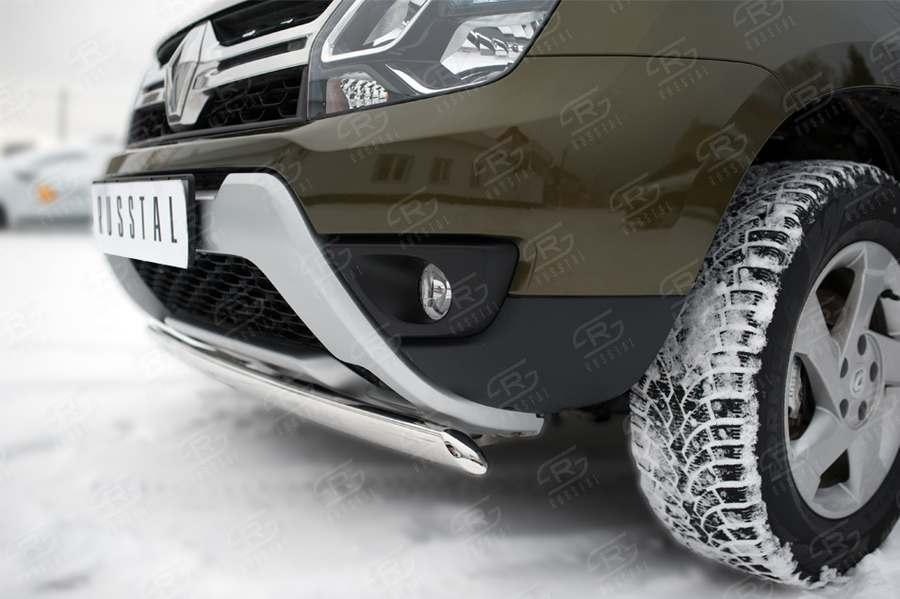 Защита переднего бампера d75x42 на Renault Duster 2015, Slitkoff RDZ-002173