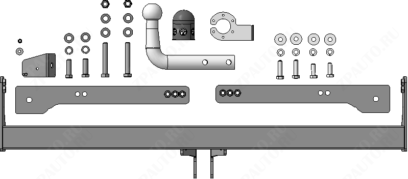 Фаркоп Volkswagen Tiguan  2017-2023, тип шара A, MOTODOR, арт. V101A