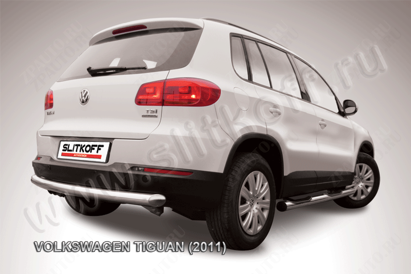 Защита заднего бампера d76 радиусная Volkswagen Tiguan (2011-2016) , Slitkoff, арт. VWTIG-009