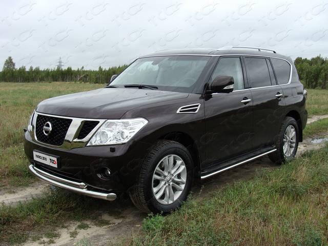 Защита передняя нижняя 76,1/60,3мм для автомобиля Nissan Patrol 2010-2014, TCC Тюнинг NISPATR10-01